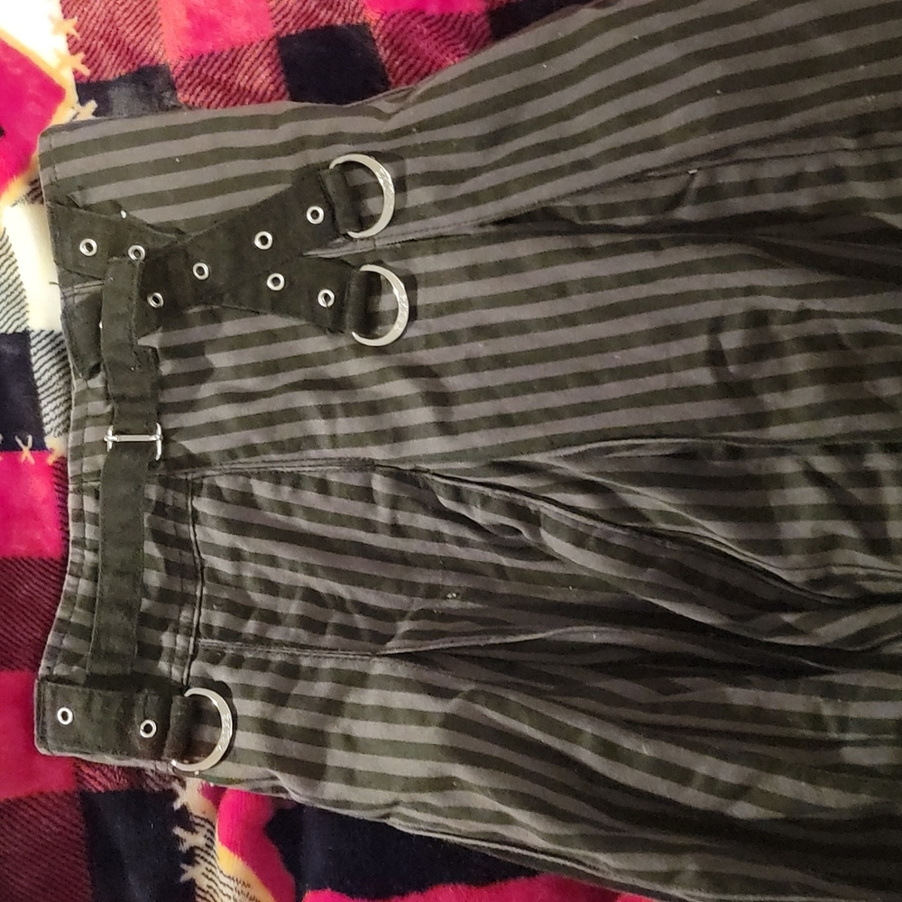 RARE Womens 2x Tripp NYC grey black striped skirt goth punk grunge